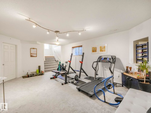 Exercise area with carpet and baseboards - 3239 21 Street, Edmonton, AB - Indoor Photo Showing Gym Room
