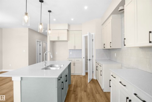 17518 5A Street, Edmonton, AB - Indoor Photo Showing Kitchen With Double Sink With Upgraded Kitchen