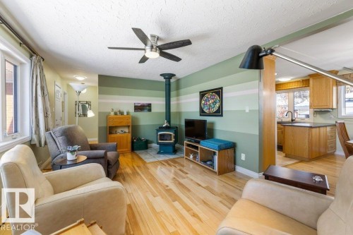 7123 82 Street, Edmonton, AB - Indoor Photo Showing Living Room With Fireplace