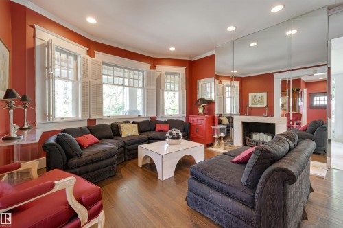 10226 Connaught Drive, Edmonton, AB - Indoor Photo Showing Living Room With Fireplace
