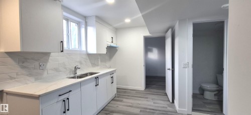 12916 123A Street, Edmonton, AB - Indoor Photo Showing Kitchen With Double Sink