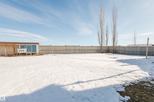 Yard covered in snow featuring a fenced backyard - 3534 Mclean Crescent, Edmonton, AB - Outdoor