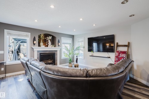 66 Grayridge Crescent, Stony Plain, AB - Indoor Photo Showing Living Room With Fireplace