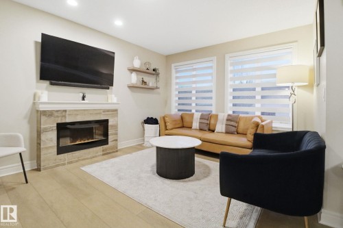 1418 169 Street, Edmonton, AB - Indoor Photo Showing Living Room With Fireplace