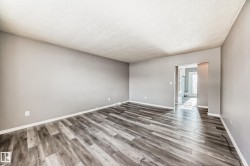 Empty room featuring wood finished floors and a textured ceiling - 