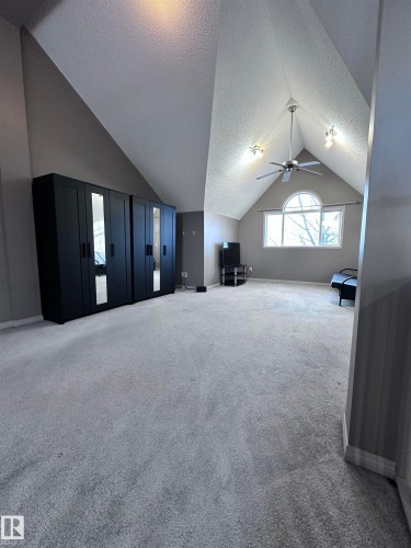 Bonus room with ceiling fan, light colored carpet, and a textured ceiling - 23 4821 Terwillegar Common, Edmonton, AB - Indoor Photo Showing Other Room