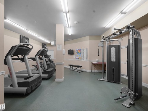 View of workout area - 308 10333 112 Street Street, Edmonton, AB - Indoor Photo Showing Gym Room