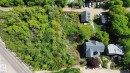 Aerial view of property and surrounding area featuring property parcel outlined - 10173 93 Street Nw, Edmonton, AB 