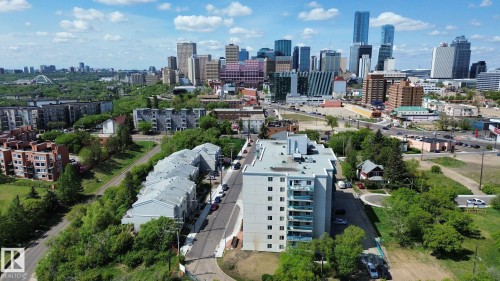 Drone / aerial view of skyline and apartment complex / building - 10173 93 Street Nw, Edmonton, AB 