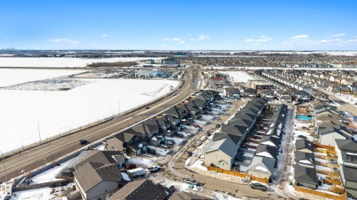 Snowy aerial view with a residential view - 81 Richmond Link, Fort Saskatchewan, AB - Outdoor With View
