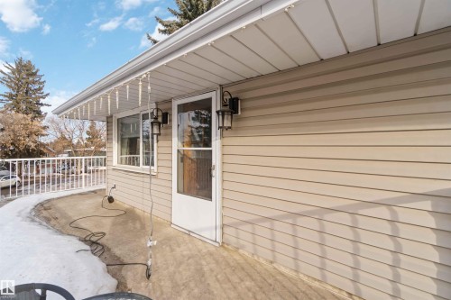 View of exterior entry with a patio - 6 Garraway Pl, St. Albert, AB - Outdoor With Exterior