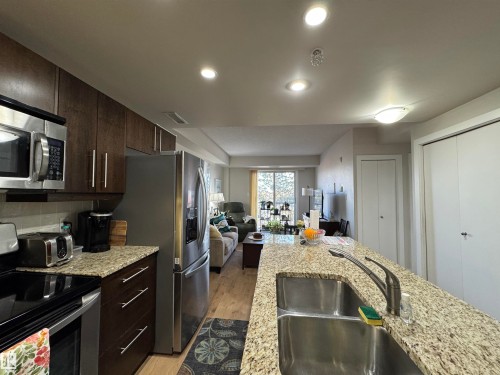218 6608 28 Avenue, Edmonton, AB - Indoor Photo Showing Kitchen With Stainless Steel Kitchen With Double Sink With Upgraded Kitchen