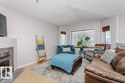 4408 Miller Drive, Onoway, AB - Indoor Photo Showing Living Room With Fireplace