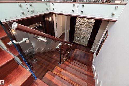 Stairs with wood finished floors - 169 Callaghan Drive, Edmonton, AB - Indoor Photo Showing Other Room