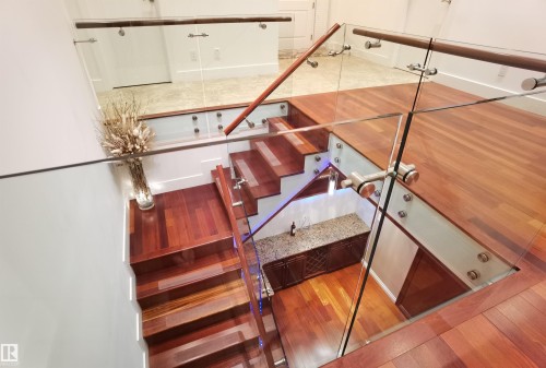 Stairway with wood finished floors - 169 Callaghan Drive, Edmonton, AB - Indoor