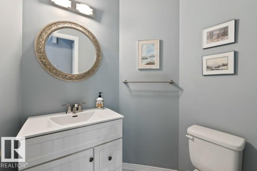 Bathroom with vanity and toilet - 8 Osborne Close, St. Albert, AB - Indoor Photo Showing Bathroom