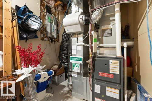 Utility room with heating unit and electric panel - 8 Osborne Close, St. Albert, AB - Indoor Photo Showing Basement