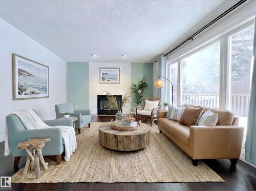 316 Burton Road, Edmonton, AB - Indoor Photo Showing Living Room With Fireplace