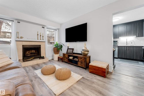18010 96 Ave Nw, Edmonton, AB - Indoor Photo Showing Living Room With Fireplace