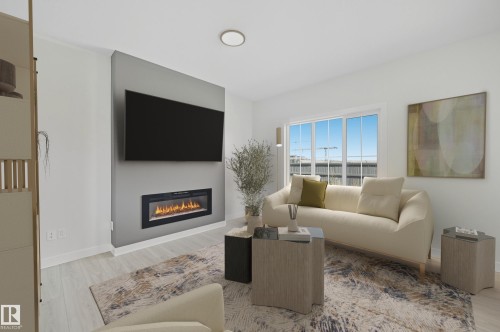 8909 223A Street, Edmonton, AB - Indoor Photo Showing Living Room With Fireplace