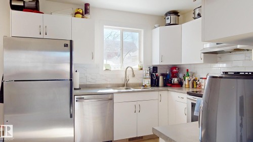 9515B 120 Avenue, Edmonton, AB - Indoor Photo Showing Kitchen With Stainless Steel Kitchen With Double Sink