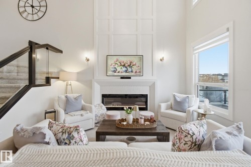 9831 223 Street, Edmonton, AB - Indoor Photo Showing Living Room With Fireplace