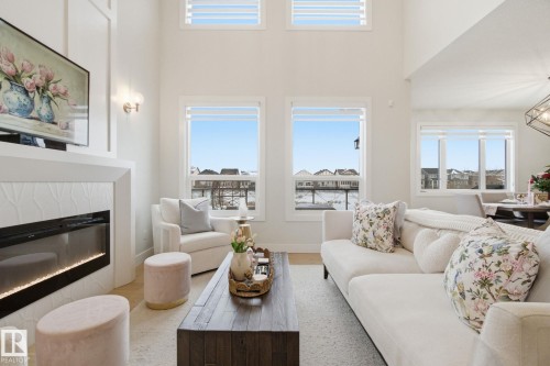 9831 223 Street, Edmonton, AB - Indoor Photo Showing Living Room With Fireplace
