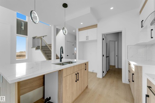 3917 36 Street, Beaumont, AB - Indoor Photo Showing Kitchen With Double Sink With Upgraded Kitchen