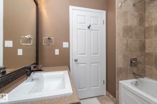 Full bathroom featuring shower / bath combination and vanity - 932 110A Street, Edmonton, AB - Indoor Photo Showing Bathroom