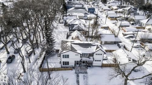 Snowy aerial view featuring a residential view - 9103 120 Avenue, Edmonton, AB - Outdoor