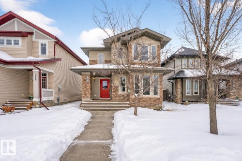 View of front of house with stone siding - 2435 Austin Crescent, Edmonton, AB - Outdoor With Facade