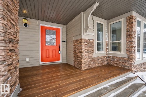 Entrance to property featuring stone siding - 2435 Austin Crescent, Edmonton, AB - Outdoor With Exterior