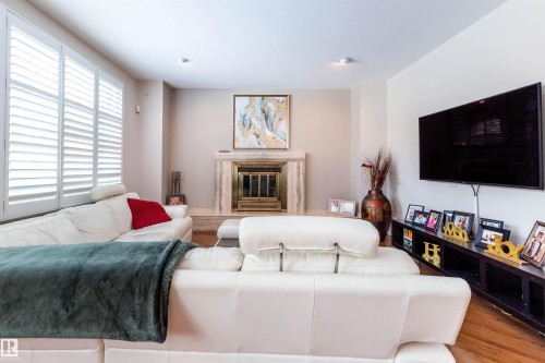 232 Gariepy Crescent, Edmonton, AB - Indoor Photo Showing Living Room With Fireplace