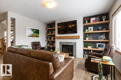 19 Riviere Terrace, St. Albert, AB - Indoor Photo Showing Living Room With Fireplace