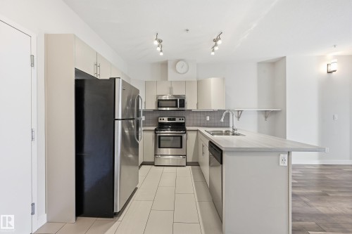 315 10611 117 Street, Edmonton, AB - Indoor Photo Showing Kitchen With Stainless Steel Kitchen With Double Sink With Upgraded Kitchen