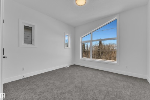 Spare room featuring light colored carpet and baseboards - 6111 Crawford Drive, Edmonton, AB - Indoor Photo Showing Other Room