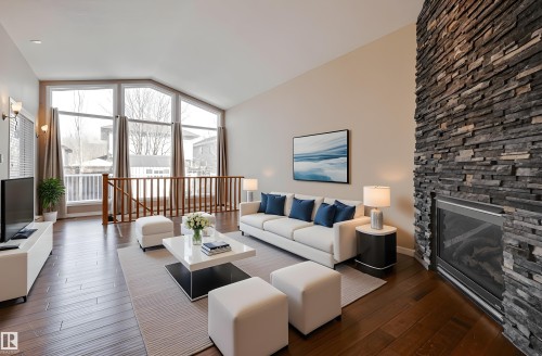 1514 Palmer Close, Edmonton, AB - Indoor Photo Showing Living Room With Fireplace