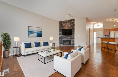 1514 Palmer Close, Edmonton, AB - Indoor Photo Showing Living Room With Fireplace