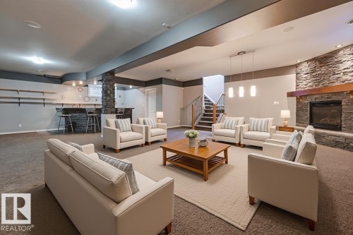 1514 Palmer Close, Edmonton, AB - Indoor Photo Showing Living Room With Fireplace