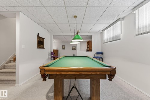 Game room featuring a drop ceiling, billiards table, and carpet - 313 Hedley Way, Edmonton, AB - Indoor Photo Showing Other Room
