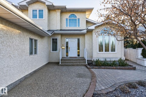 View of exterior entry with stucco siding - 313 Hedley Way, Edmonton, AB - Outdoor With Facade