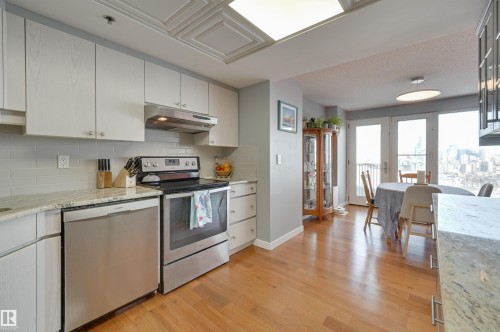 1302 10721 Saskatchewan Drive, Edmonton, AB - Indoor Photo Showing Kitchen With Stainless Steel Kitchen
