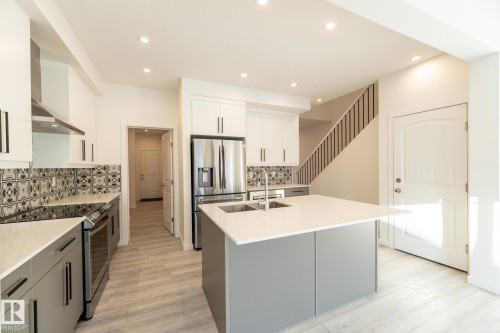3227 Kulay Way, Edmonton, AB - Indoor Photo Showing Kitchen With Double Sink With Upgraded Kitchen