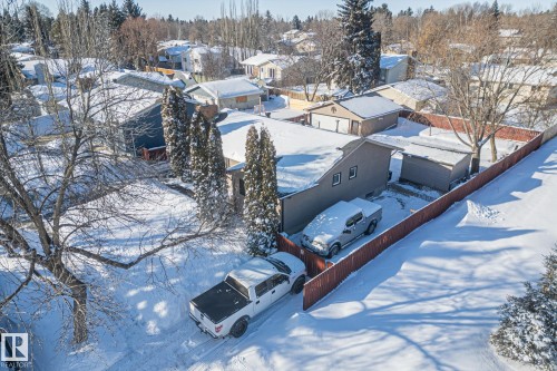 Snowy aerial view featuring a residential view - 1 Larkspur Crescent, St. Albert, AB - Outdoor With View