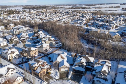Snowy aerial view with a residential view - 1409 Westerra Bay, Stony Plain, AB - Outdoor With View