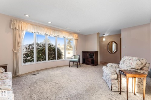 Living area with carpet floors and recessed lighting - 3519 111B Street, Edmonton, AB - Indoor