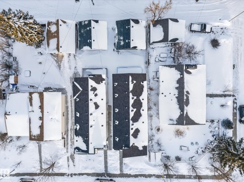 View of snowy aerial view - 9907 68 Street, Edmonton, AB - 