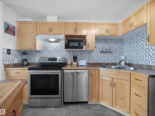 318 3425 19 St Nw, Edmonton, AB - Indoor Photo Showing Kitchen With Double Sink