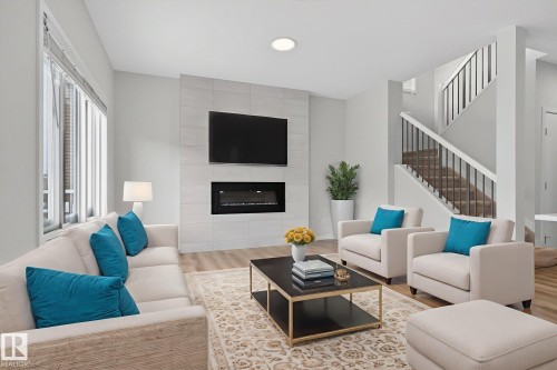 9125 Pear Drive, Edmonton, AB - Indoor Photo Showing Living Room With Fireplace