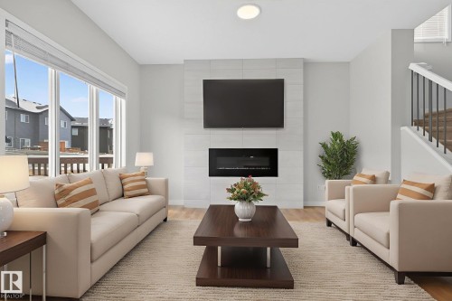9125 Pear Drive, Edmonton, AB - Indoor Photo Showing Living Room With Fireplace